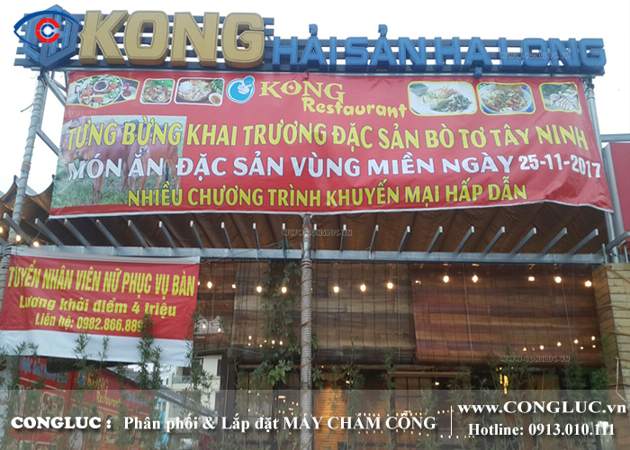 Lắp máy chấm công vân tay cho nhà hàng Kong Hải Sản