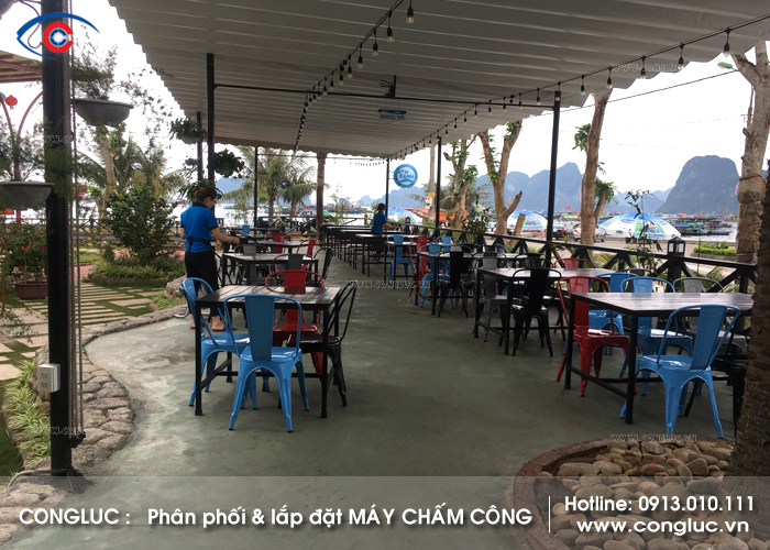 Lắp đặt máy chấm công tại Cẩm Phả Quảng Ninh nhà hàng Biển Xanh