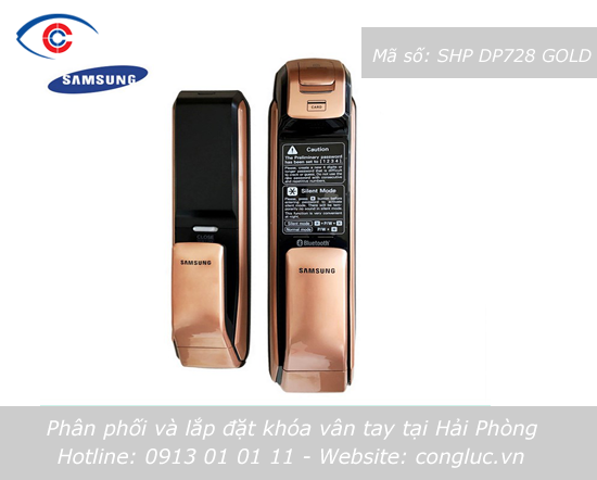 Bán và lắp Khóa cửa vân tay điện tử Samsung SHP DP728 GOLD tại Hải Phòng